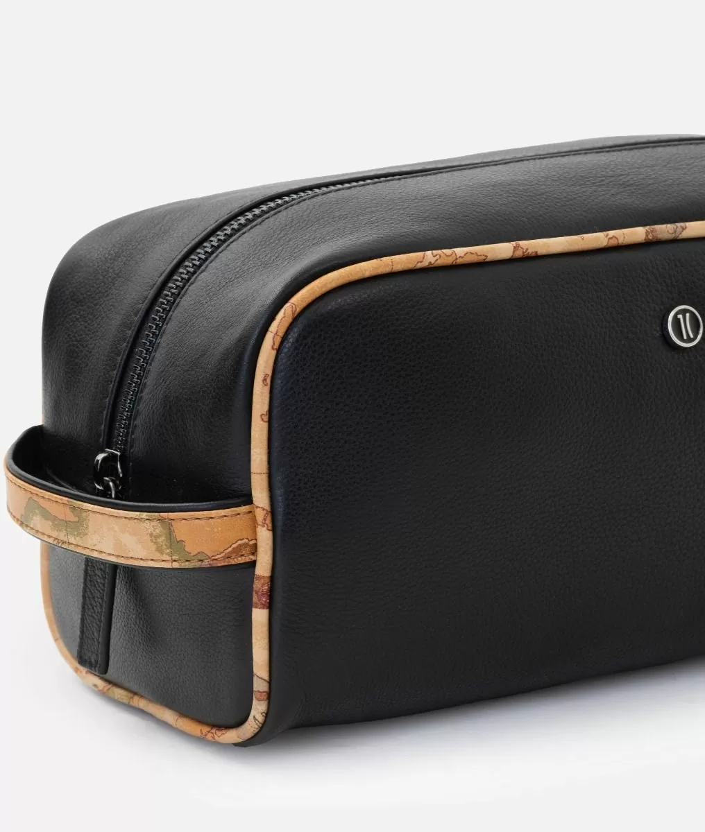 Alviero martini 1a classe Pouche in pelle con dettagli in stampa Geo Classic Nero Promozione temporanea